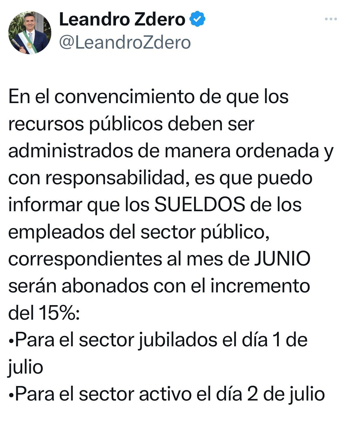 *EL GOBERNADOR ZDERO ANUNCIÓ EL CRONOGRAMA DE PAGOS DEL MES DE JUNIO*