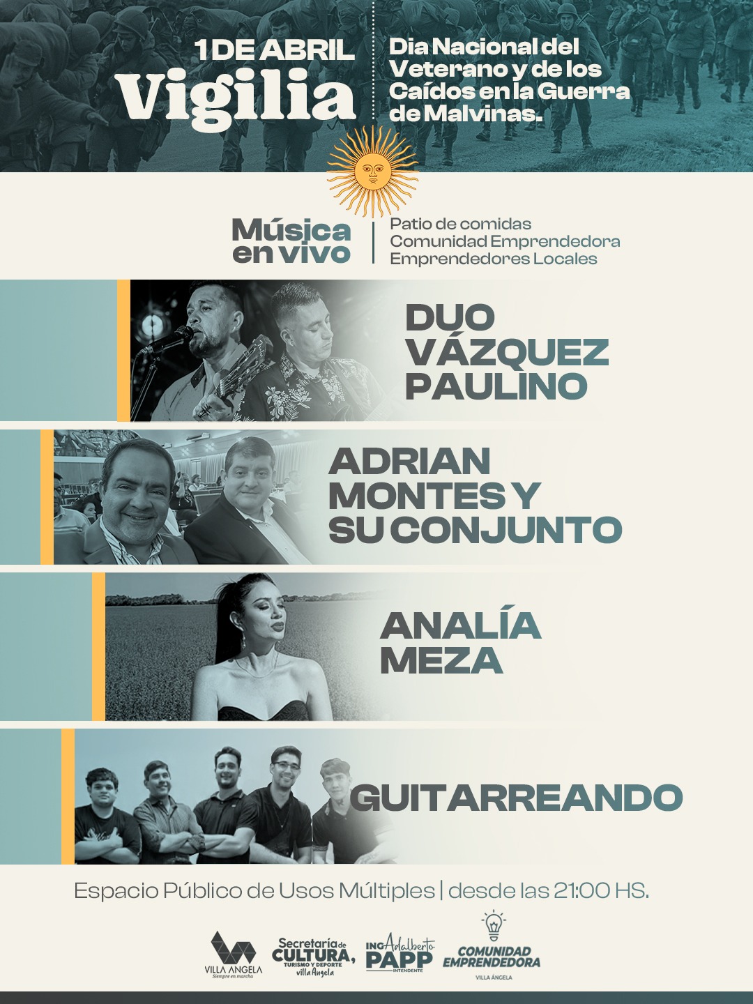 VILLA ÁNGELA RINDE HOMENAJE: SUMATE A LA VIGILIA POR EL DÍA DEL VETERANO Y DE LOS CAÍDOS EN LA GUERRA DE MALVINAS