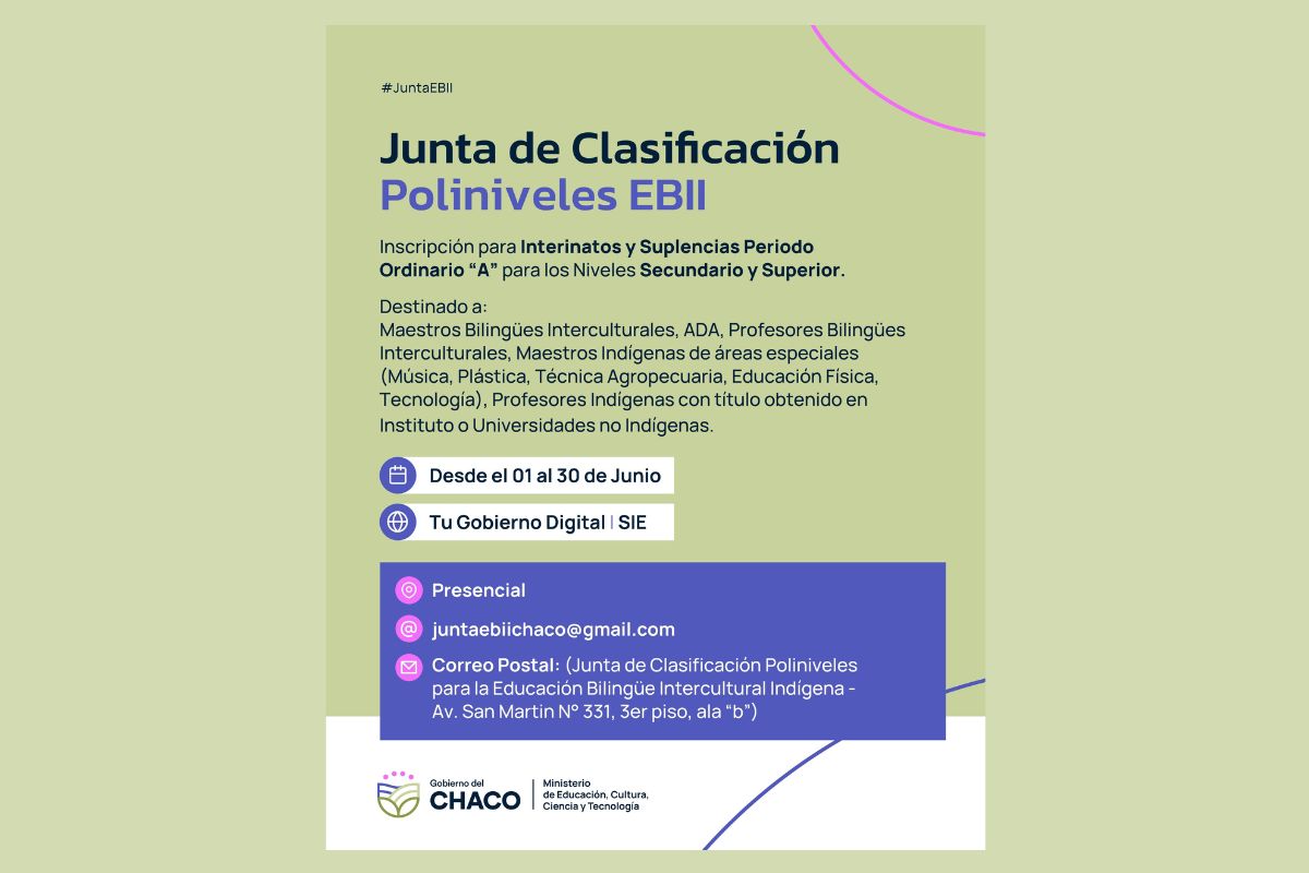 NIVELES SECUNDARIO Y SUPERIOR: ABRE INSCRIPCIÓN A INTERINATOS Y SUPLENCIAS PARA DOCENTES DE PUEBLOS ORIGINARIOS
