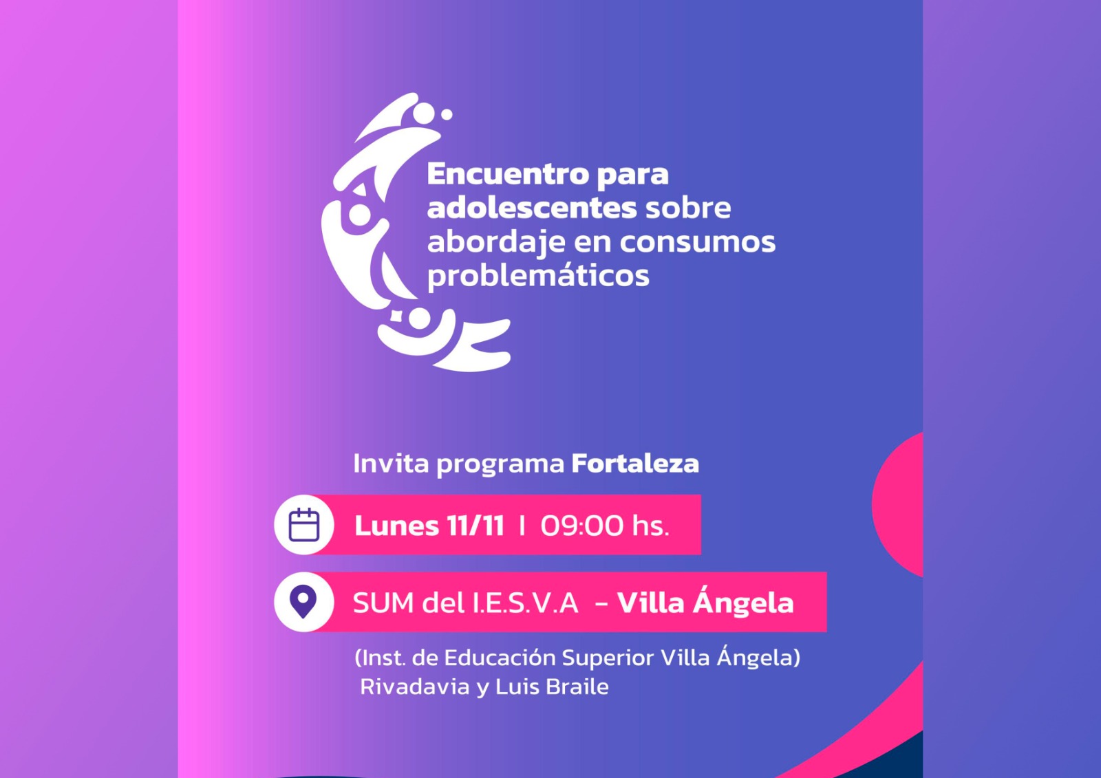 ENCUENTRO PARA ADOLESCENTES SOBRE ABORDAJES EN CONSUMOS PROBLEMÁTICOS, LLEGA A VILLA ÁNGELA Y SAN MARTÍN